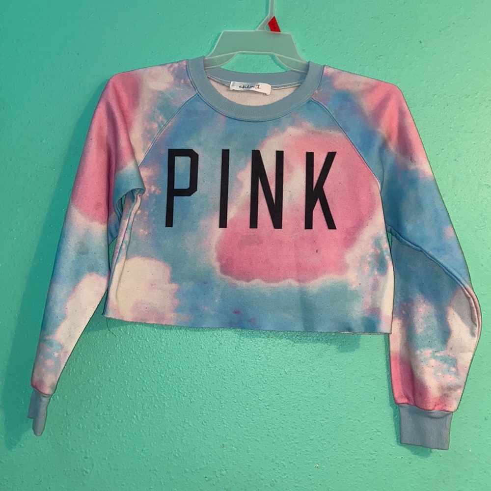 PINK crop top long sleeve